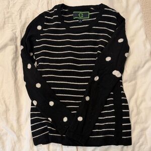 C. Wonder Black and White Polka Dot Striped Sweater
